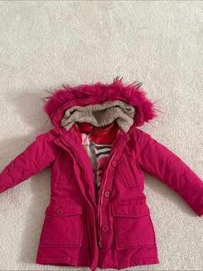 FREEDOMDAY Kids Pink Hooded Winter Coat with Real Fur Trim 4